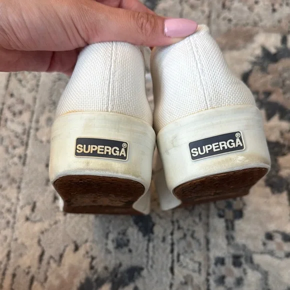 Superga White Canvas 2750 platform Lace-Up Sneakers size 39 - Picture 5 of 7